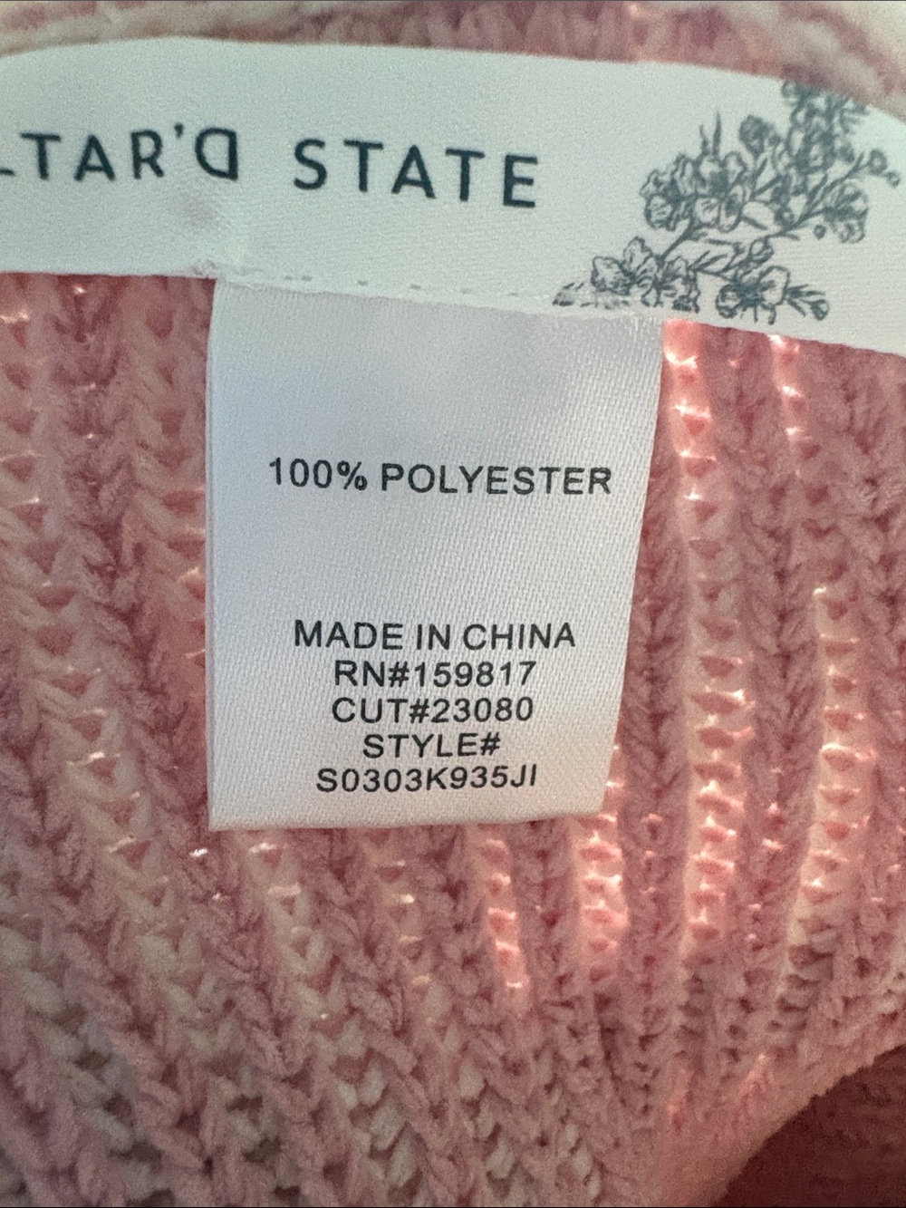NWT [Altar'd State] Striped Oversized Ribbed Knit Pink Sweater Womens XXS XS S M - Picture 12 of 13